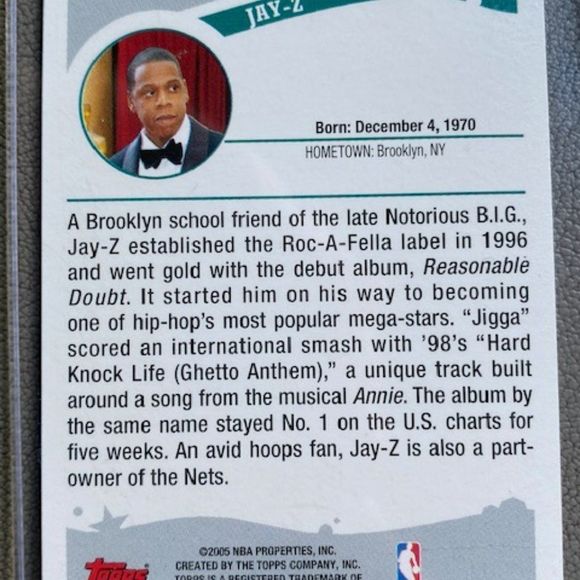 Jay-Z Rookie Card 2005-06 Topps RC Brooklyn / New York NY - Picture 3 of 5
